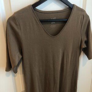 J Jill Cotton Brown Top T Shirt Blouse 100% Cotton Perfect Pima Elbow Sleeve